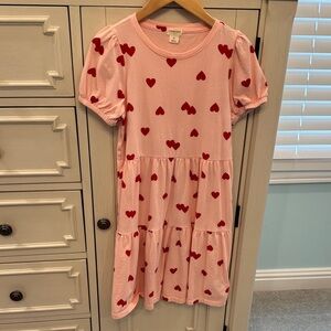 Crewcuts Pink Dress with Red Heart Pattern